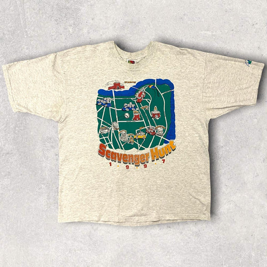 Vintage 90s USA Scavenger Hunt Boston 97 promotional graphic t-shirt