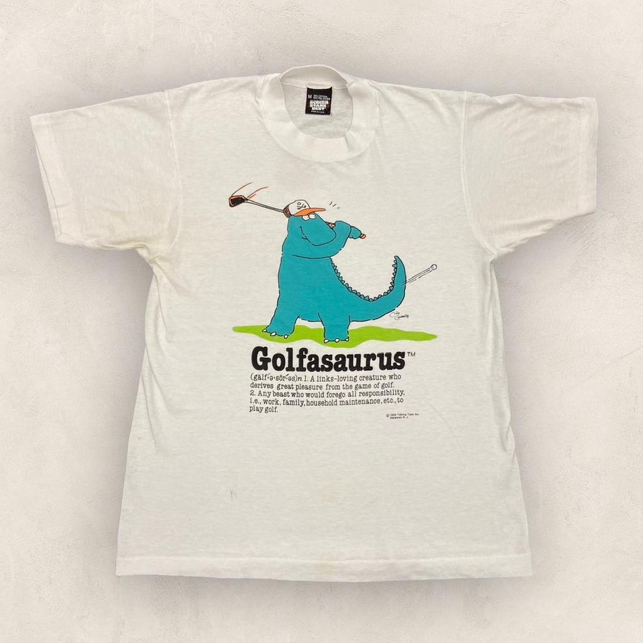 Vintage 80s USA “golfasaurus” golf dinosaur promotional graphic t-shirt