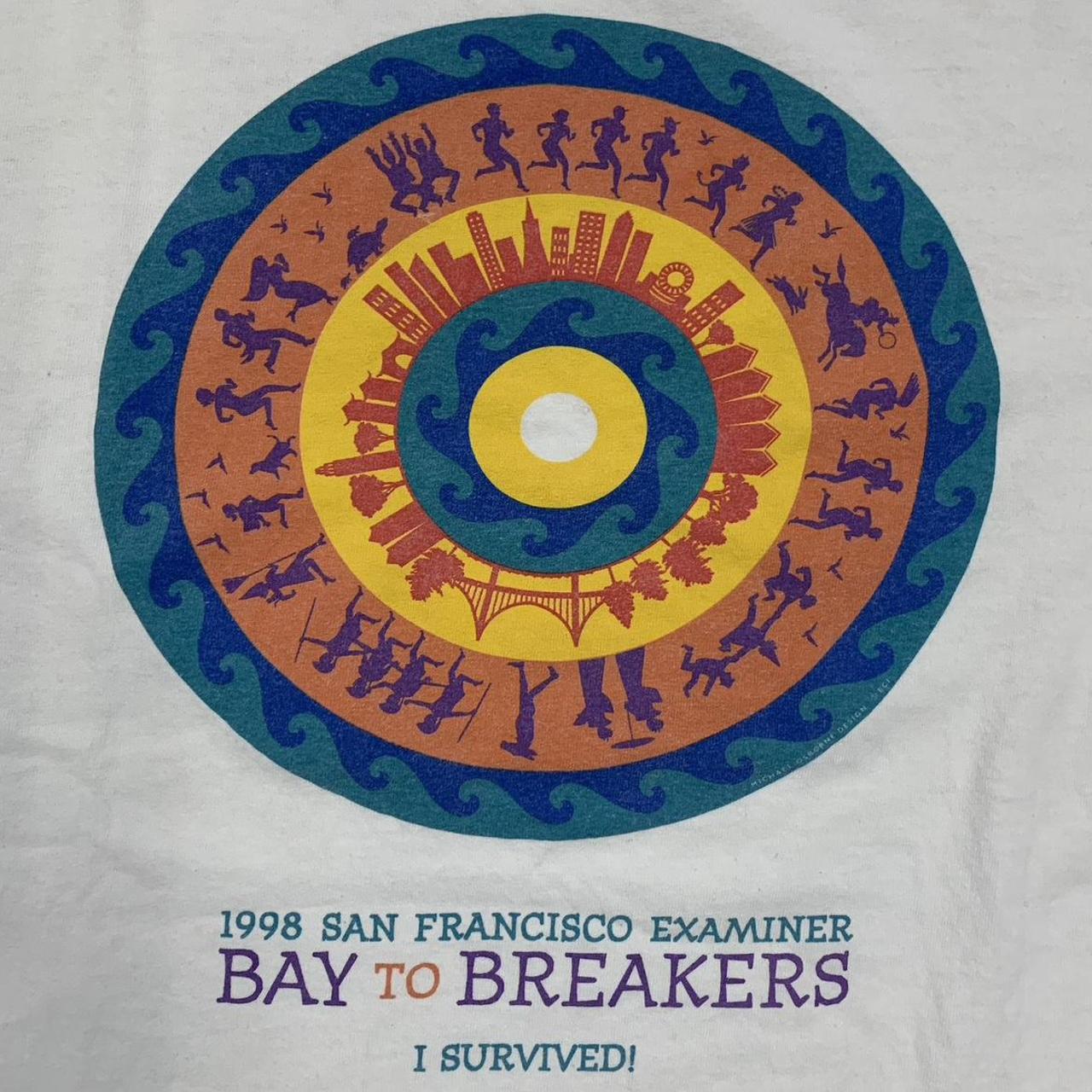 Vintage 90s USA bay to breakers race marathon San Francisco California promotional graphic t-shirt