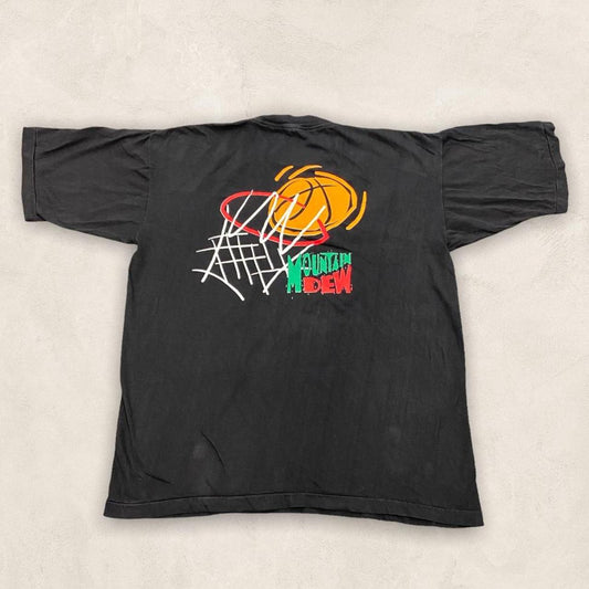 Vintage 90s USA Mountain Dew basketball graphic black t-shirt