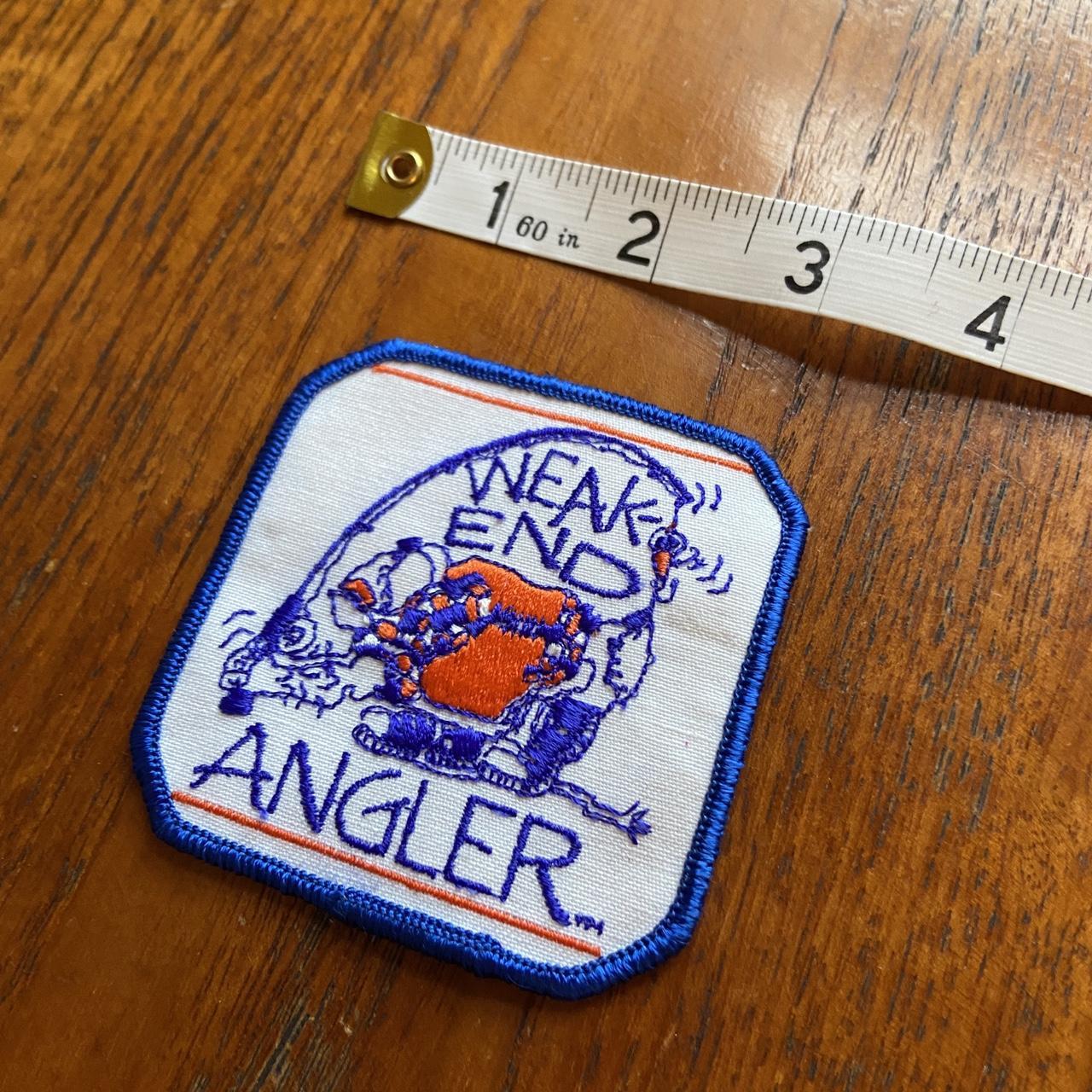 Vintage 80s USA patch weak-end angler fishing embroidered sew on badge