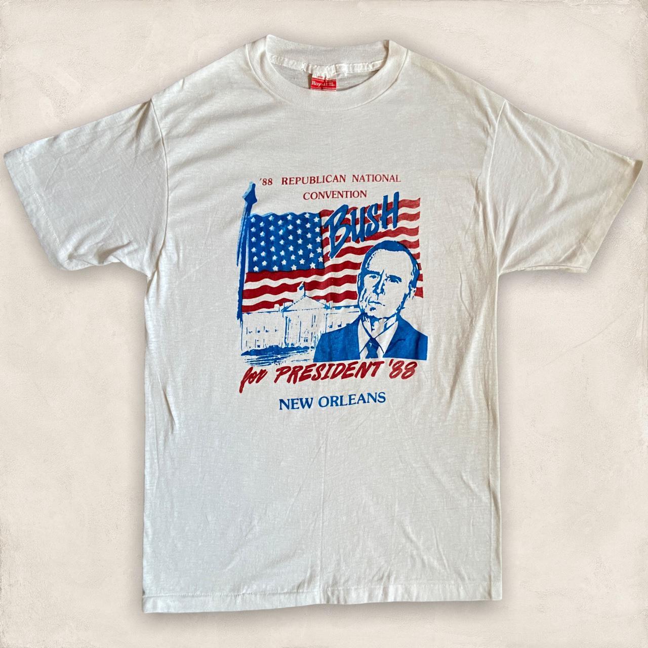 Vintage 80s USA On the campaign trail George Bush Republican National Convention graphic t-shirt