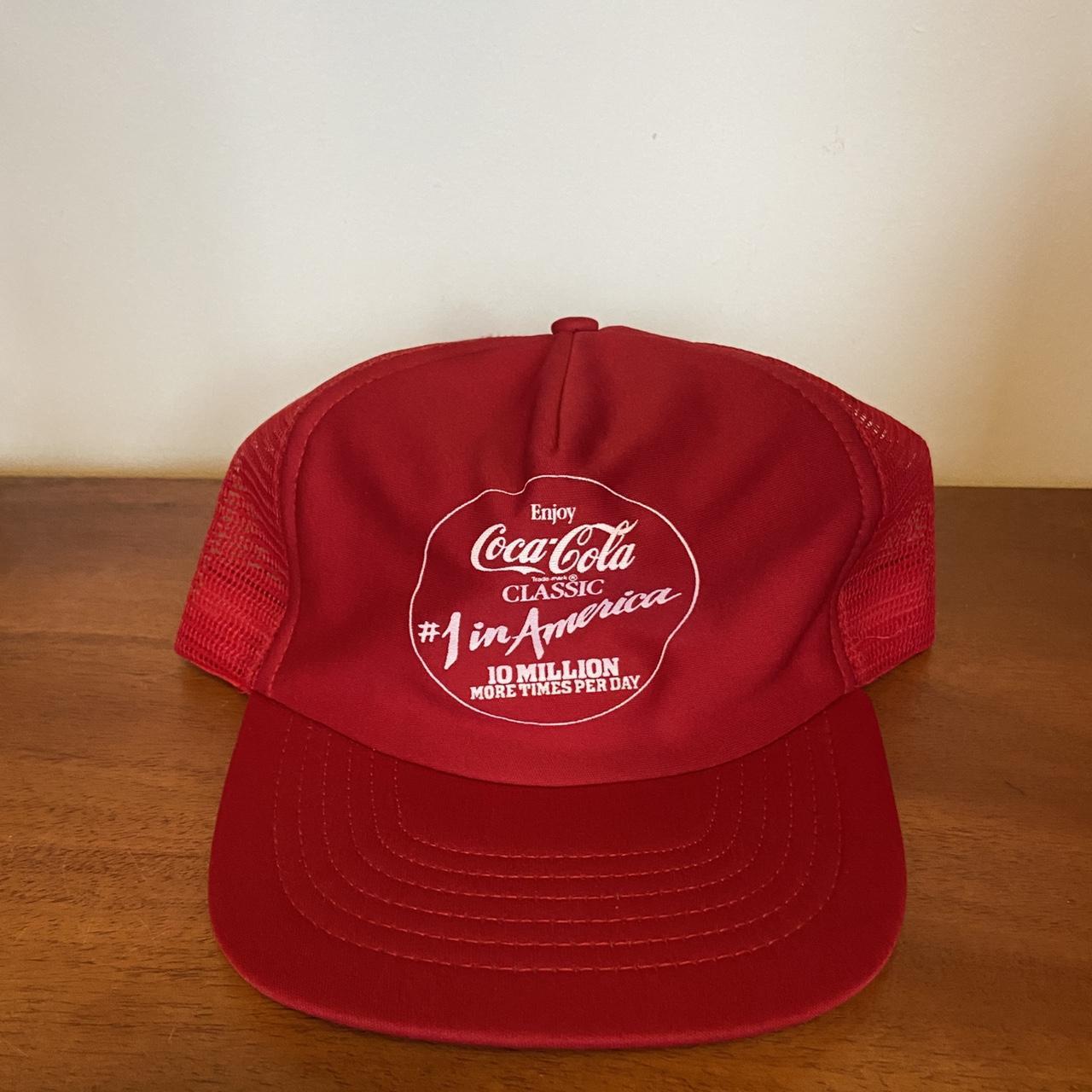 Vintage 90s USA Coca Cola classic graphic red trucker cap