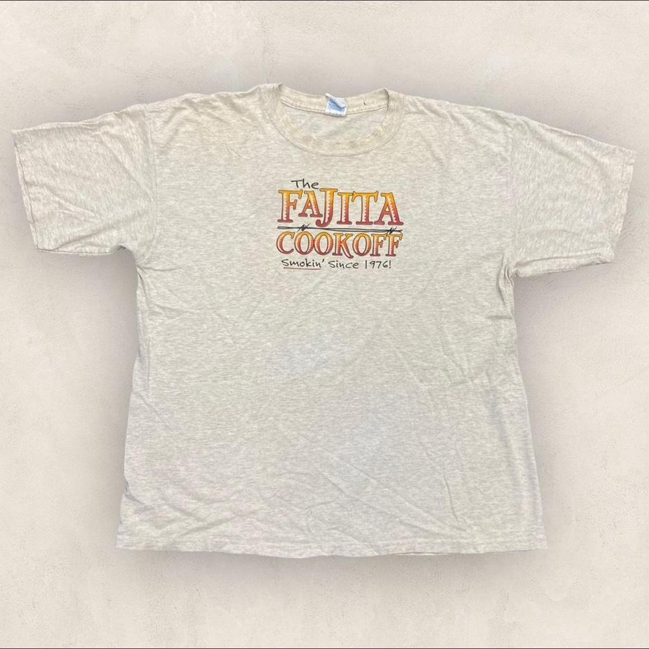 Vintage 90s USA slogan The Fajita Cook Off food promotional graphic t-shirt