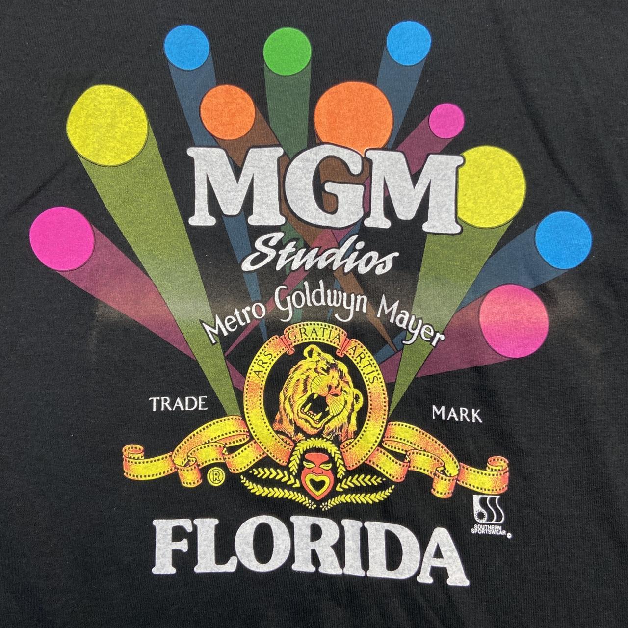 Vintage 90s deadstock USA MGM Studios Florida metro Goldwyn Mayer graphic black t-shirt