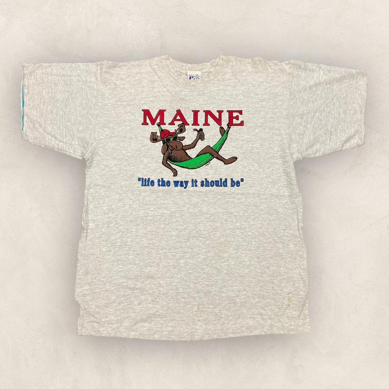 Vintage 90s USA Maine moose “life the way it should be” promotional graphic t-shirt