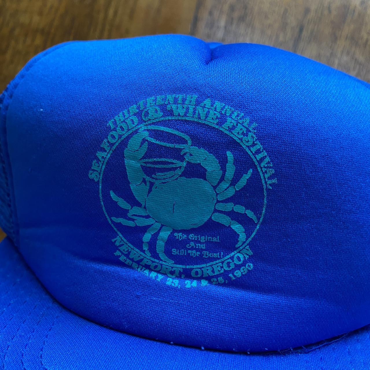 Vintage 90s USA seafood & wine festival Newport Oregon promotional graphic trucker cap