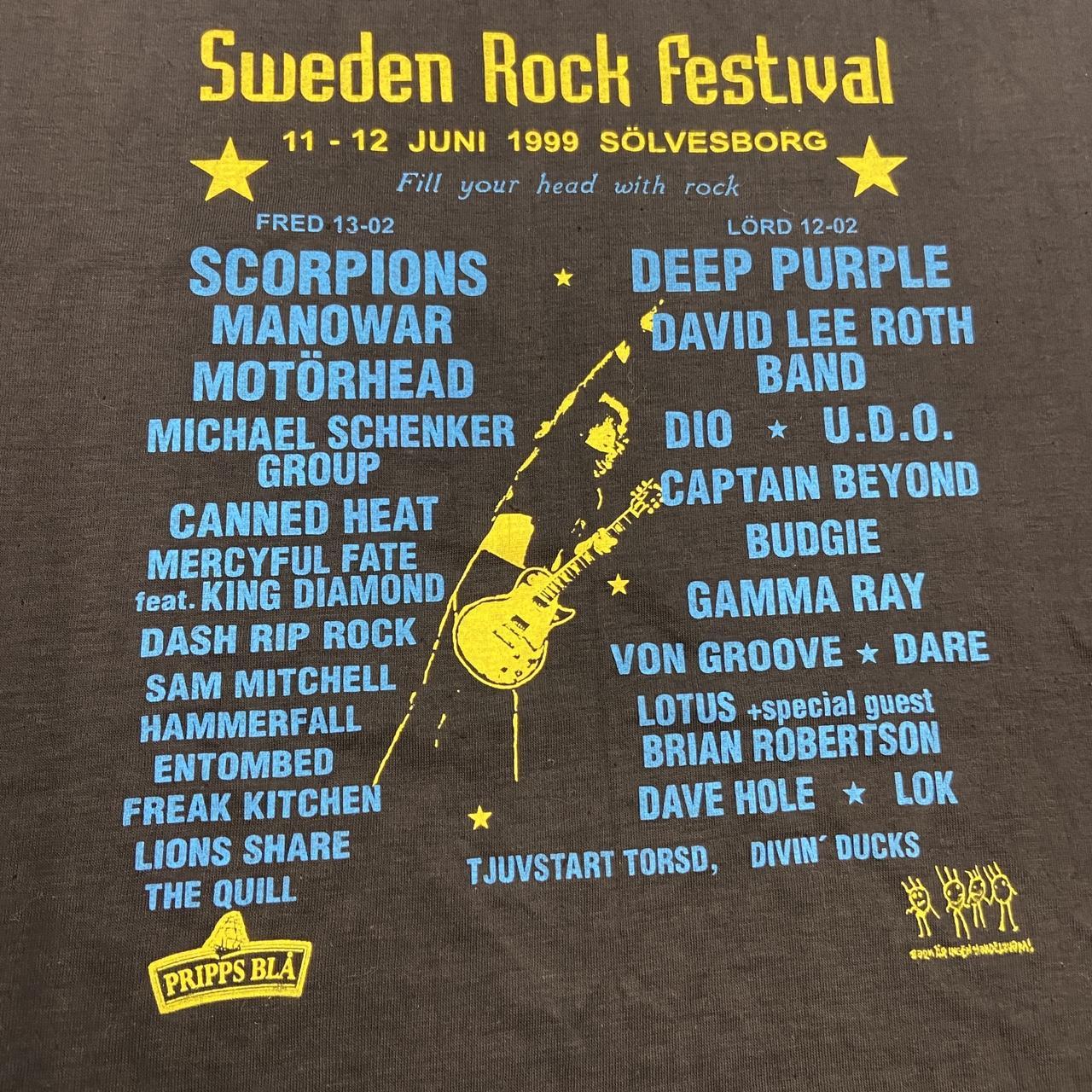 Vintage 90s Sweden Rock Festival music promotional graphic t-shirt