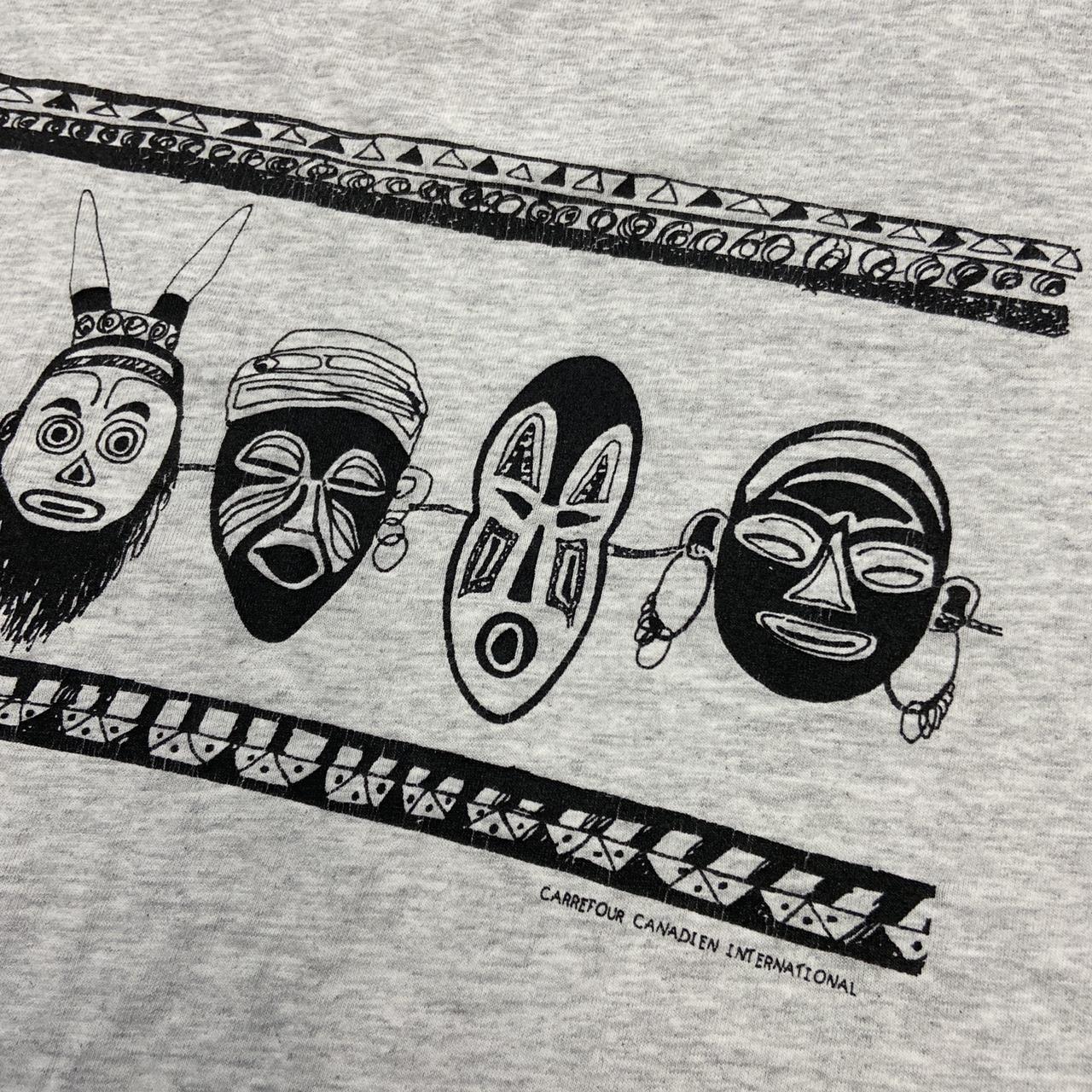 Vintage 90s tribal mask faces Canada graphic long sleeve t-shirt