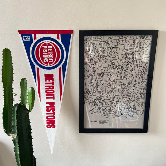 Vintage 90s USA Detroit Pistons NBA basketball felt pennant