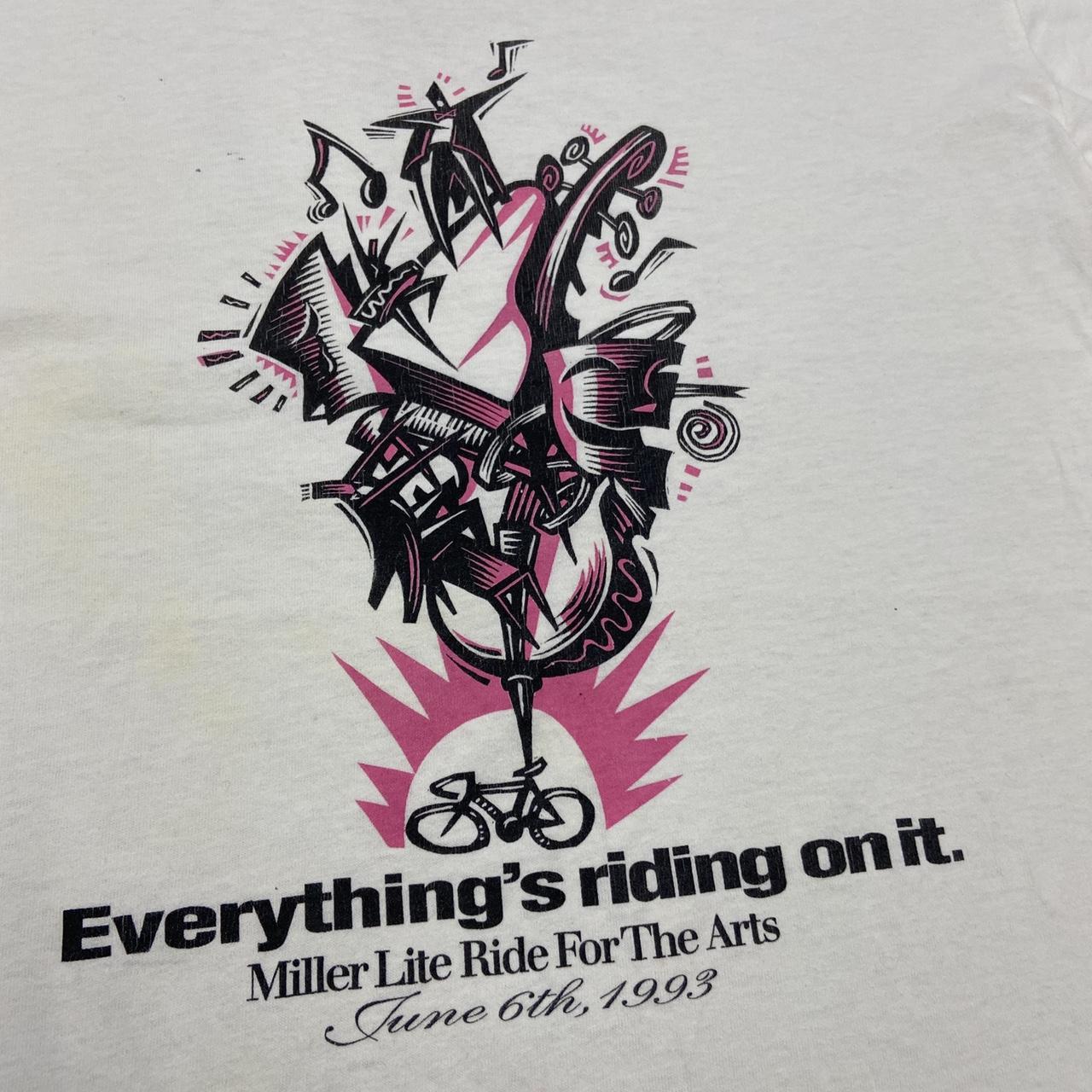 Vintage 90s USA ‘Everything’s riding on it’ Miller Lite ride for the arts 93 graphic t-shirt