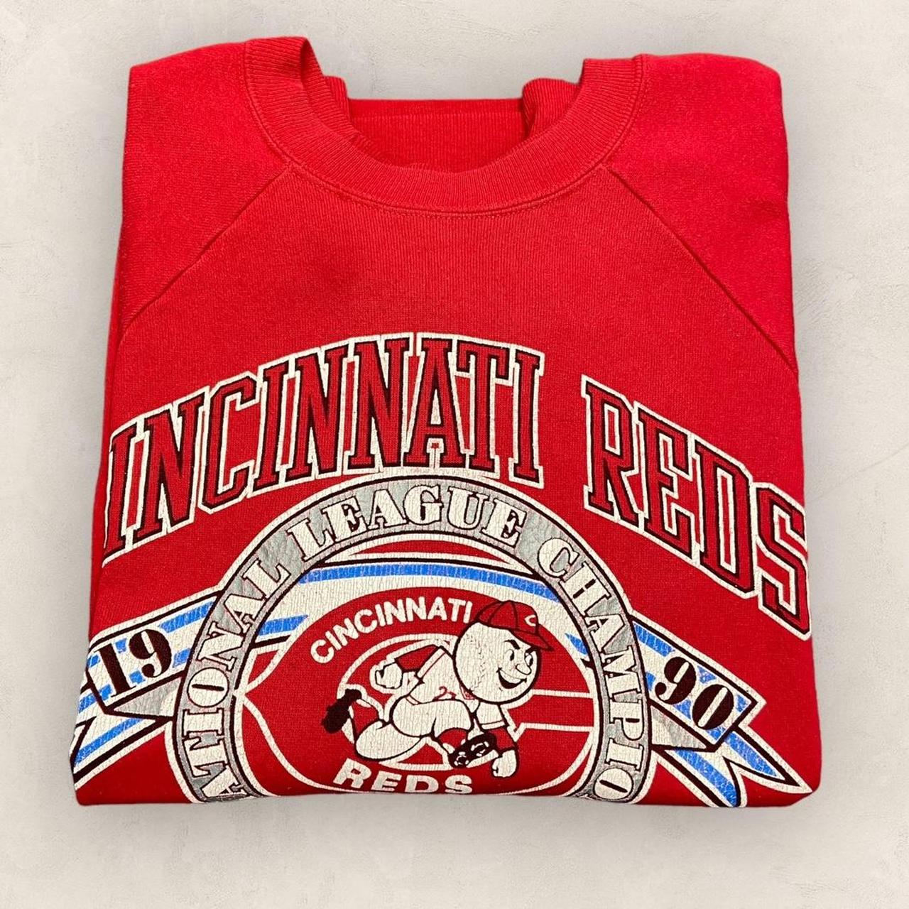 Vintage 90s Cincinnati Reds MLB Baseball champions World Series promotional graphic sweatshirt