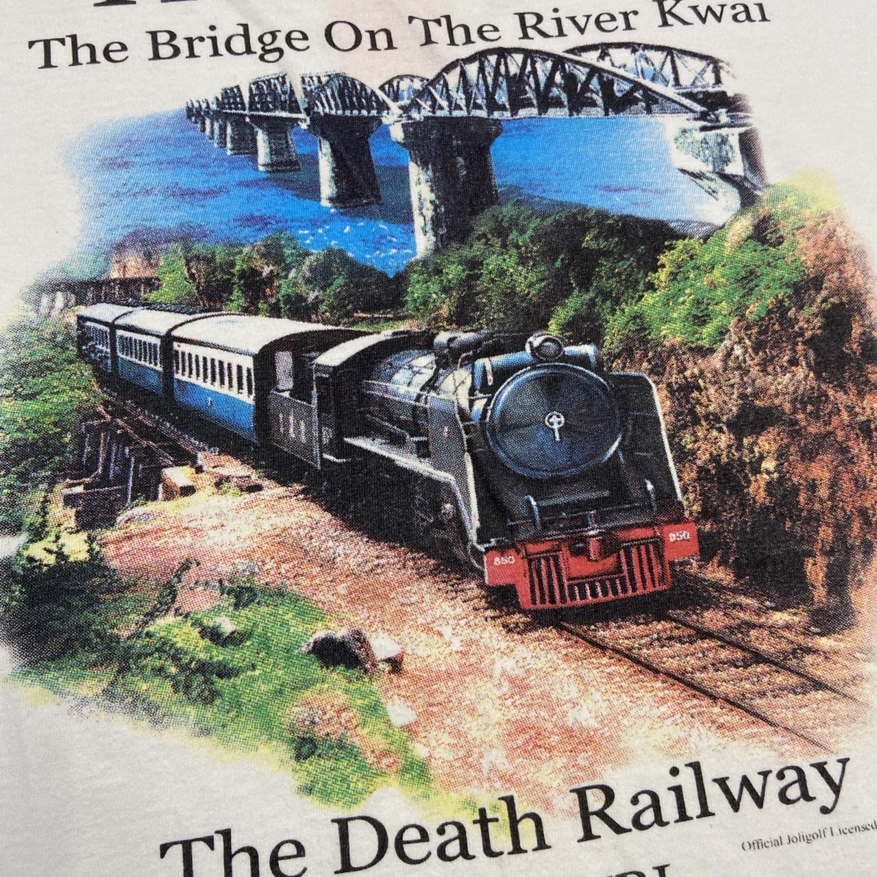 Vintage 90s ‘bridge on the river Kwai’ railway Thailand graphic white t-shirt