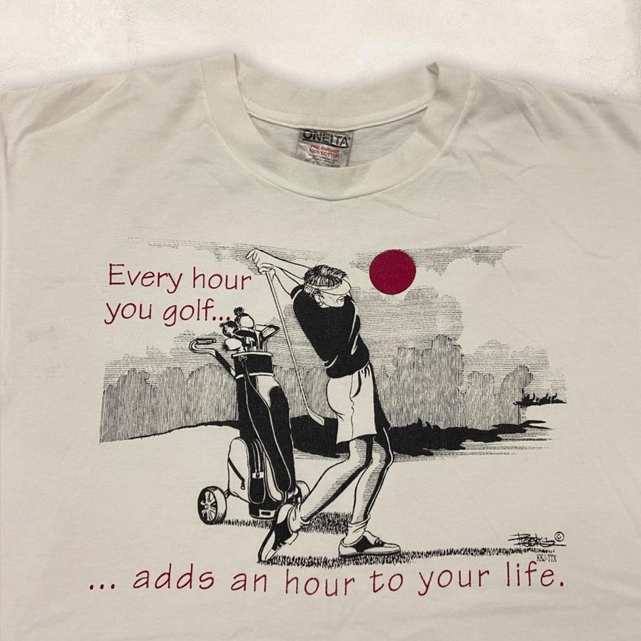 Vintage 90s USA Golf course humour graphic white t-shirt