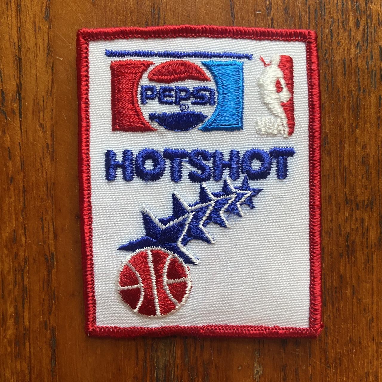 Vintage 80s USA patch Pepsi hotshot NBA basketball embroidered sew on badge