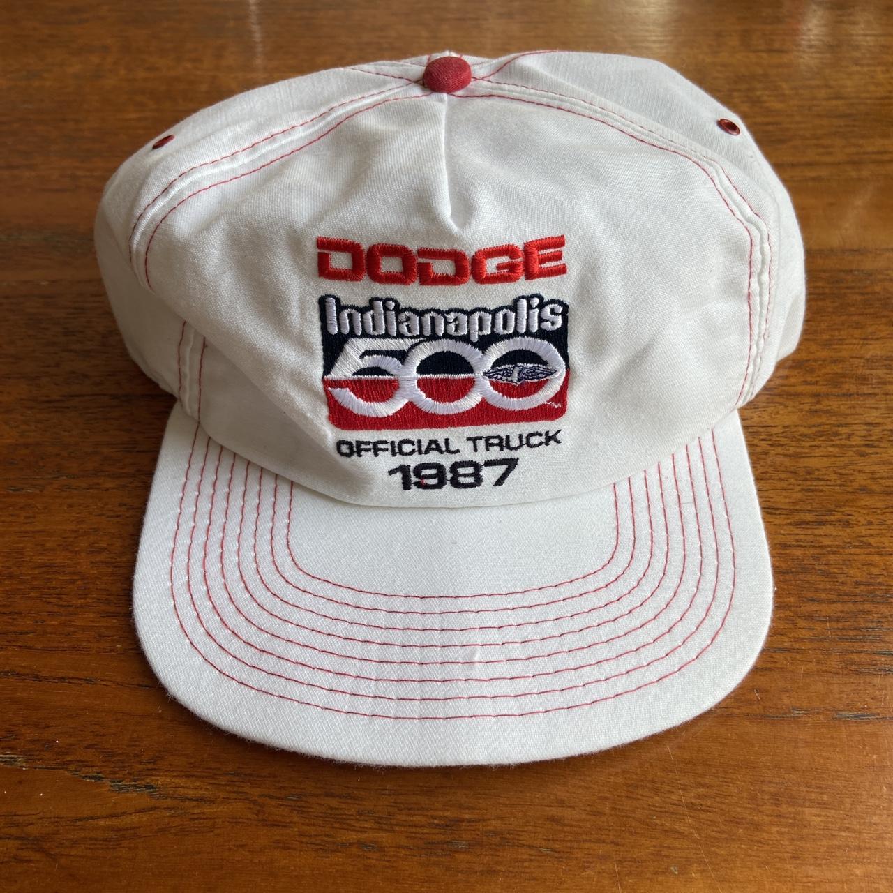 Vintage 80s USA Dodge Indy 500 automobile race speedway promotional graphic cap