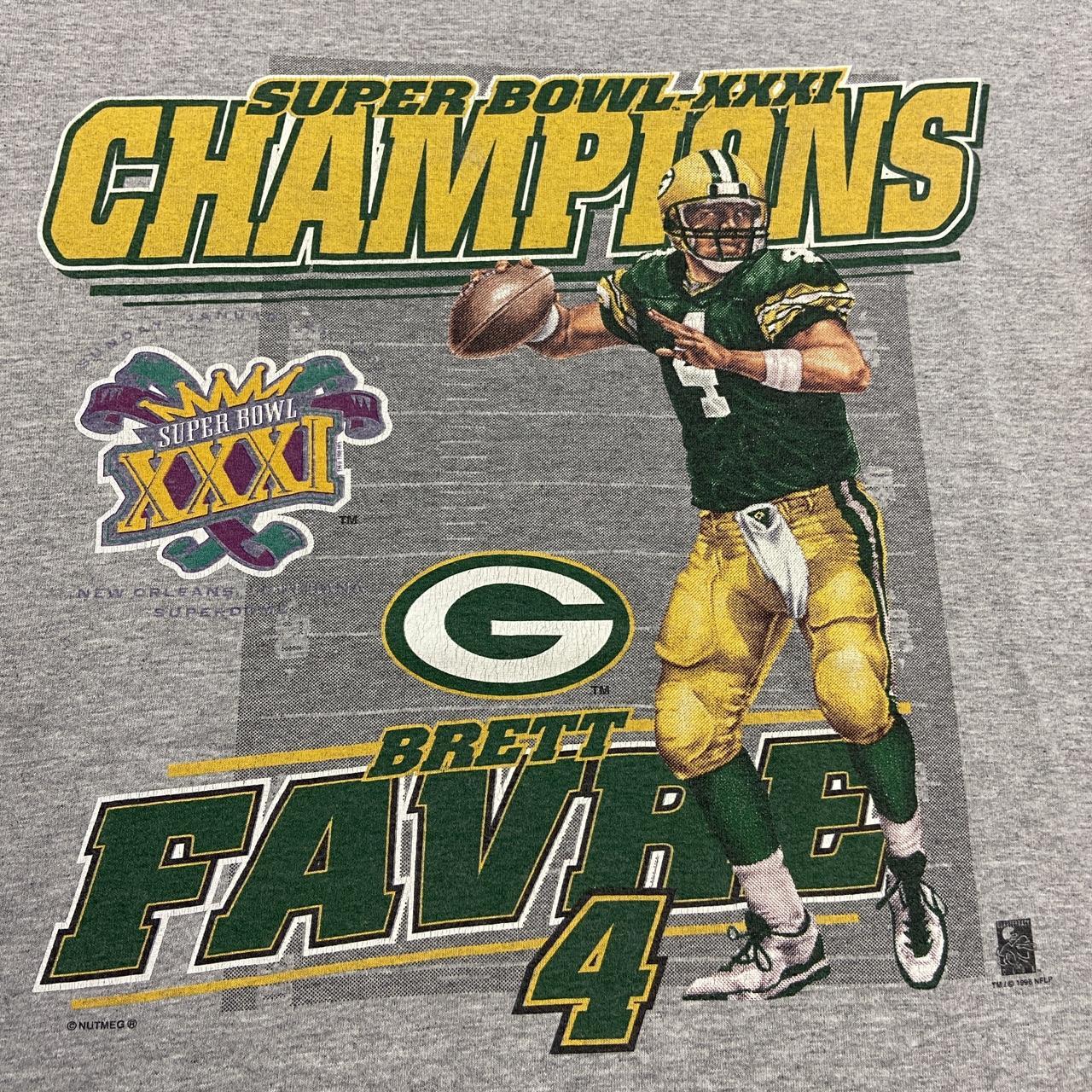 Vintage 90s USA Brett Favre Green Bay Packers Super Bowl 31 NFL American Football graphic t-shirt