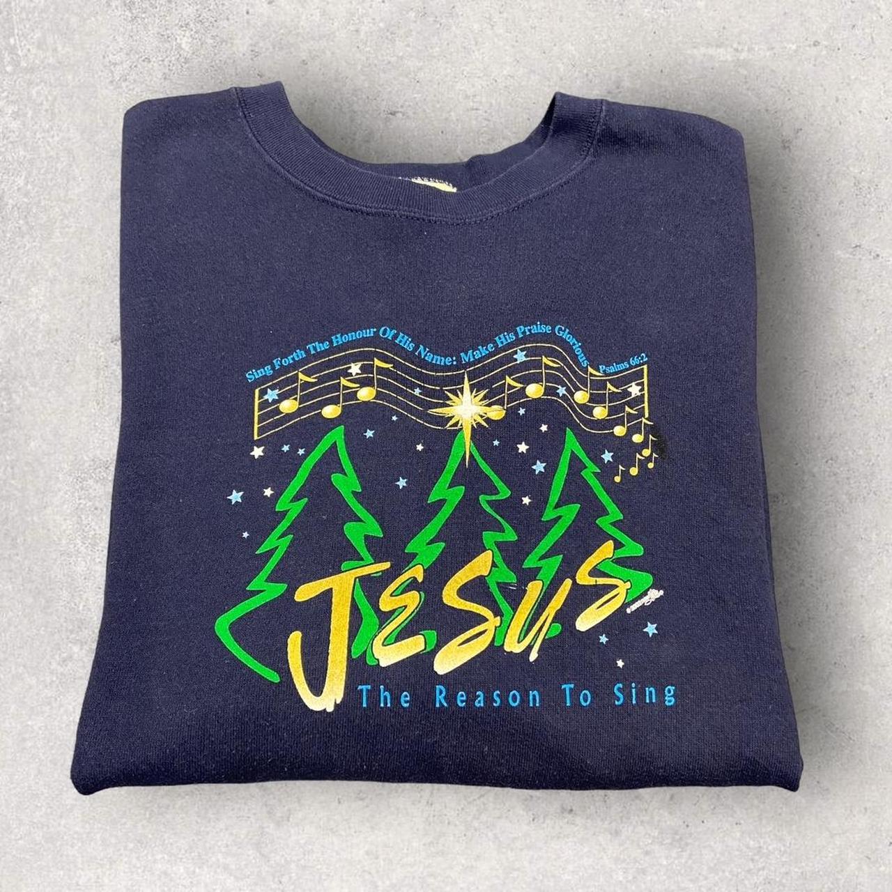 Vintage 90s USA Jesus the reason to sing church Atlanta Georgia promotional graphic sweatshirt