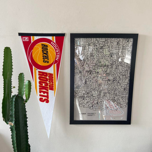 Vintage 90s USA Houston Rockets NBA basketball felt pennant