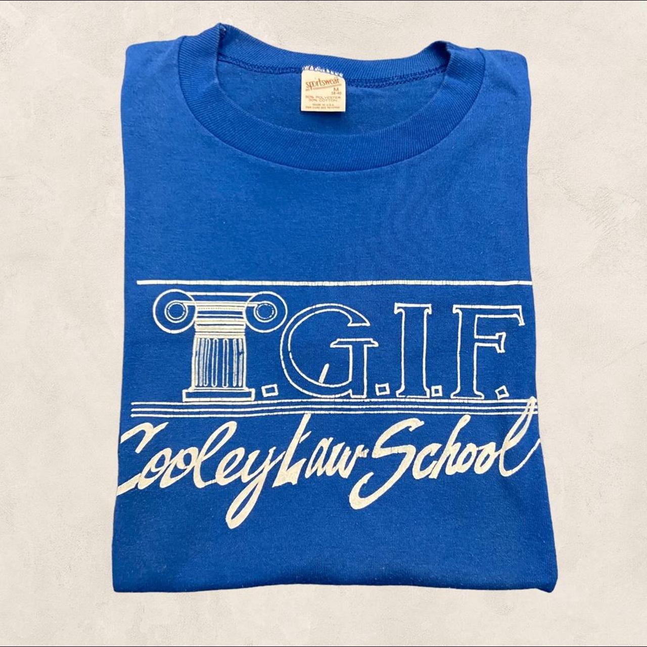 Vintage 90s USA TGIF Cooley law school university graphic t-shirt