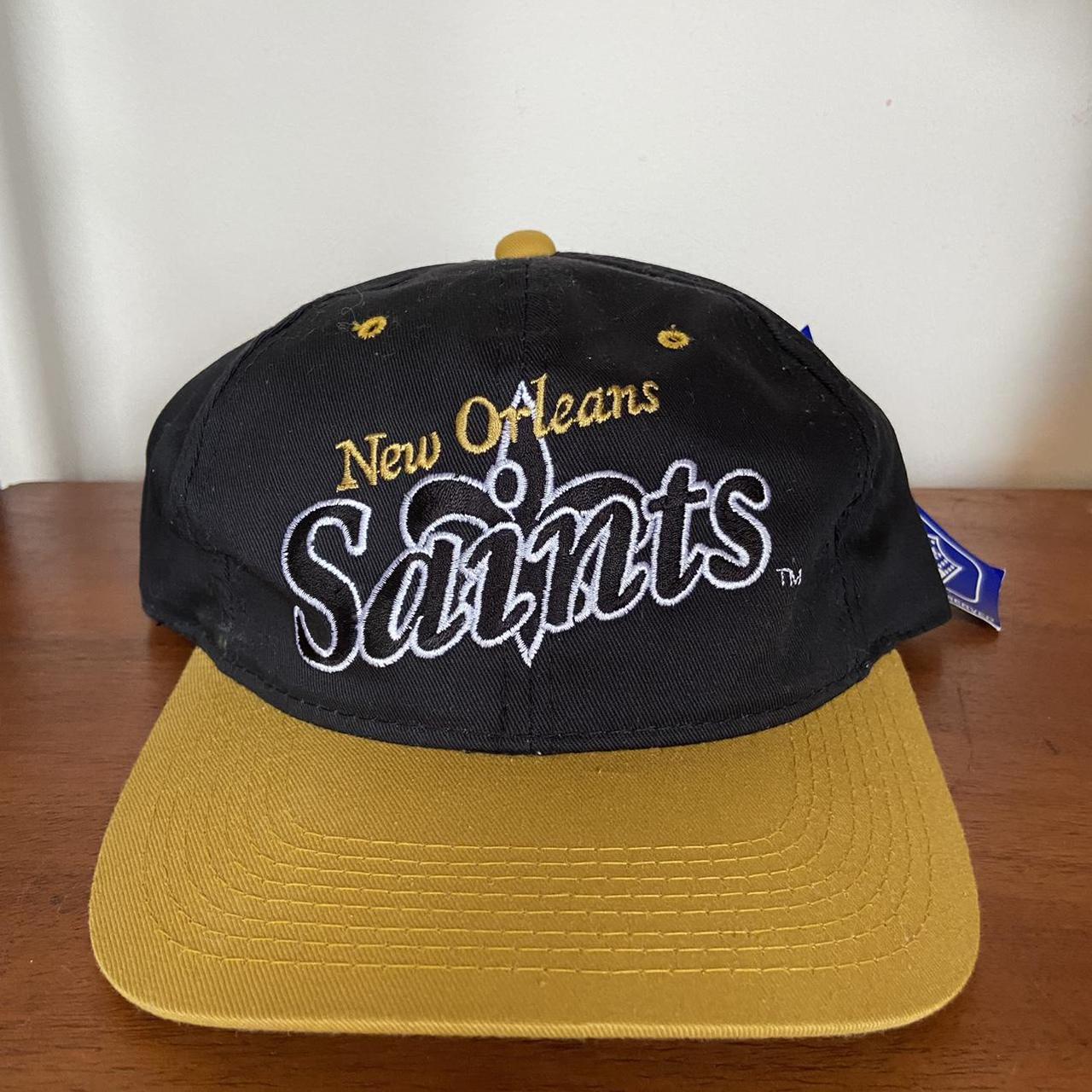 New Orleans Saints Snapback Cap - Vintage 90s Deadstock NFL American Football Sports Black Hat (OSFA