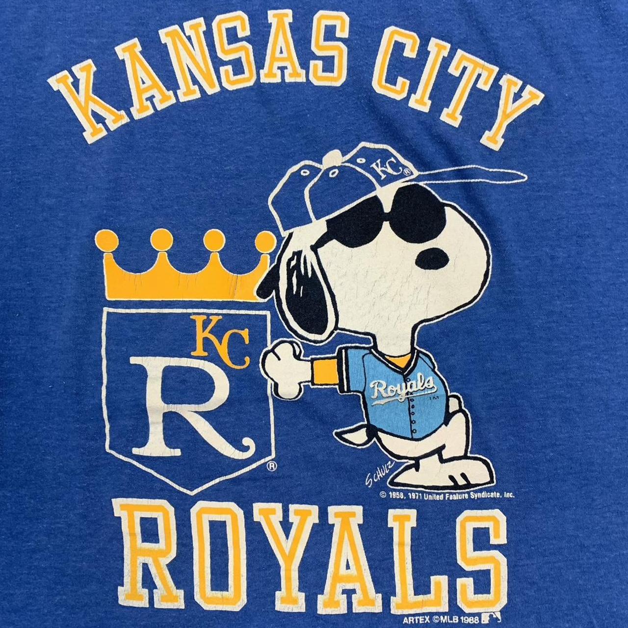 Vintage 80s USA Kanas City Royals baseball snoopy joe cool promotional graphic t-shirt