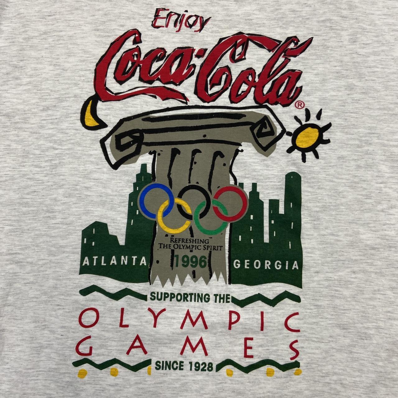 Vintage 90s USA Enjoy Coca Cola Atlanta Olympics 96 graphic grey t-shirt