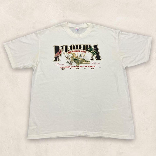 Vintage 90s USA Florida sunshine state vacation graphic white t-shirt