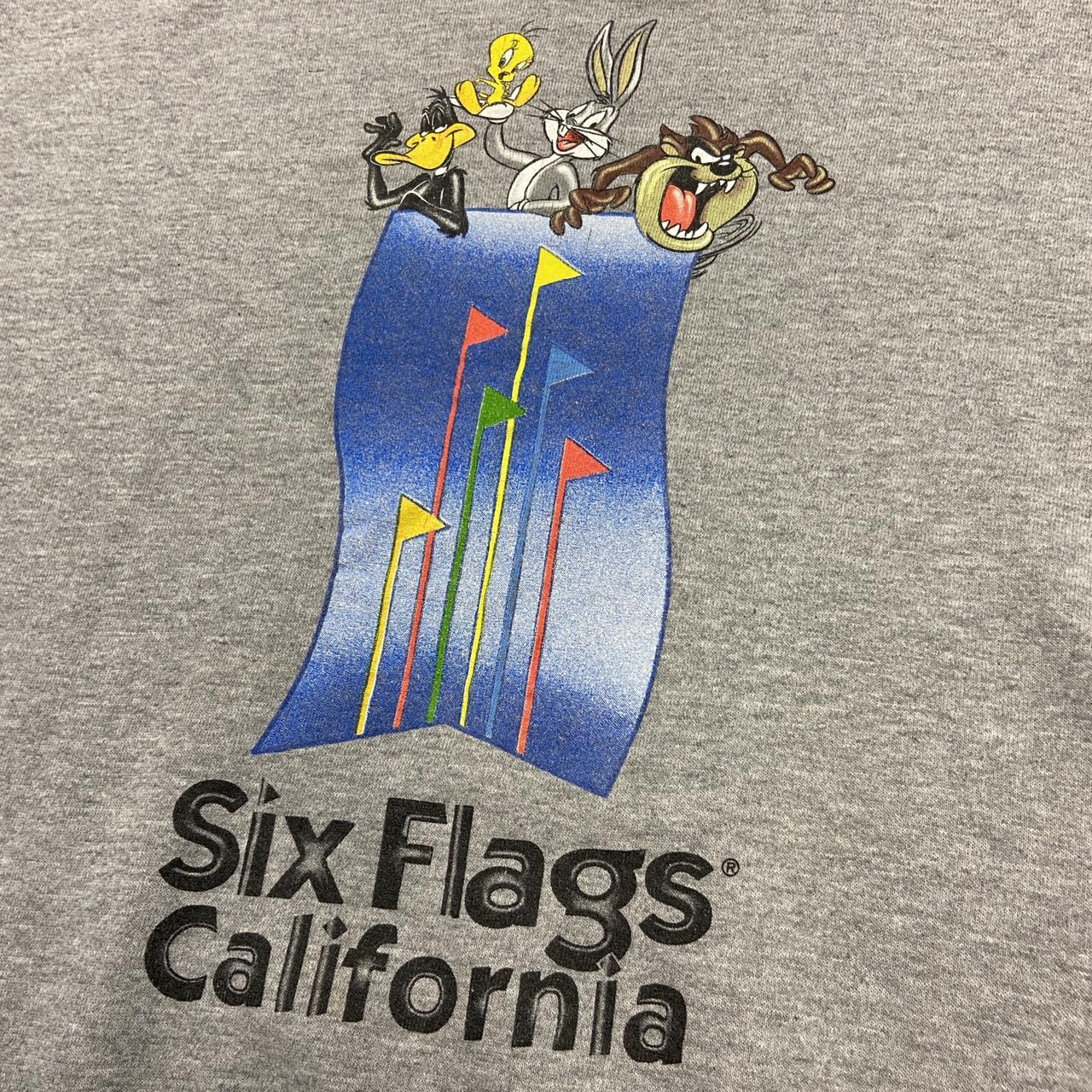 Vintage 90s USA Six Flags California Theme Park graphic grey sweatshirt