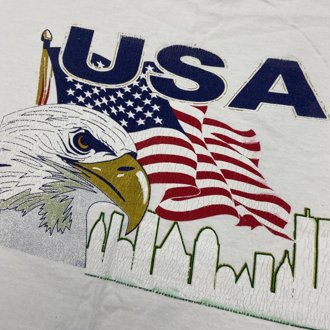 Vintage 90s USA flag New York skyline tourist souvenir t-shirt