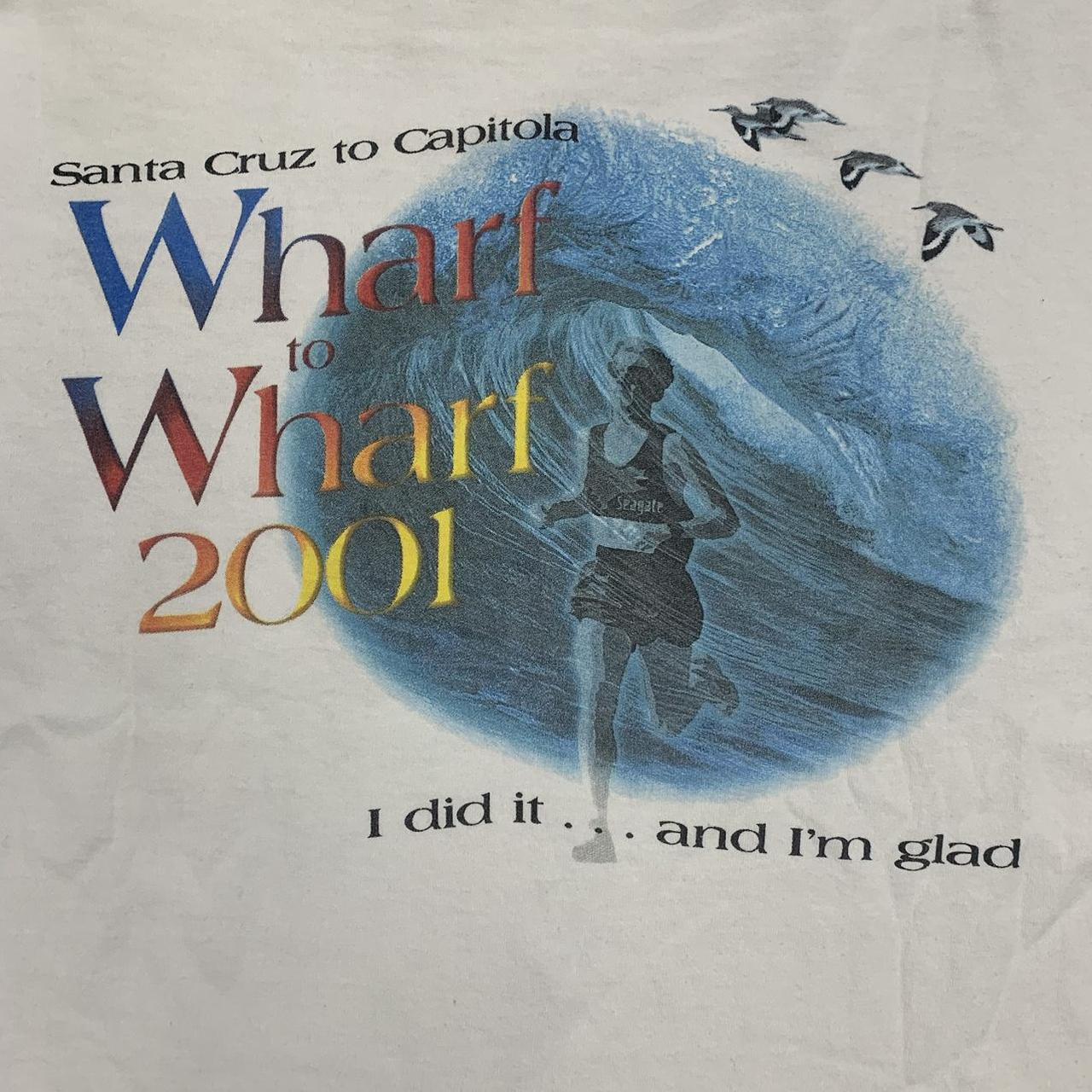 Vintage Y2K 2000s Wharf to Wharf marathon race California promotional graphic t-shirt