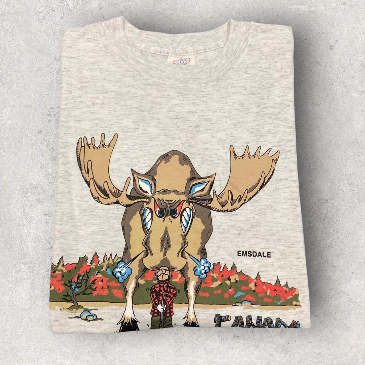 Vintage 90s Canada emsdale moose hunter promotional graphic t-shirt