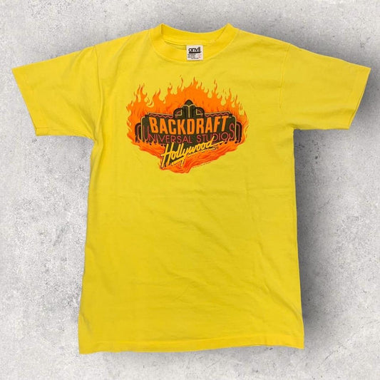 Vintage 90s USA Universal Studios Hollywood California backdraft ride promotional graphic t-shirt