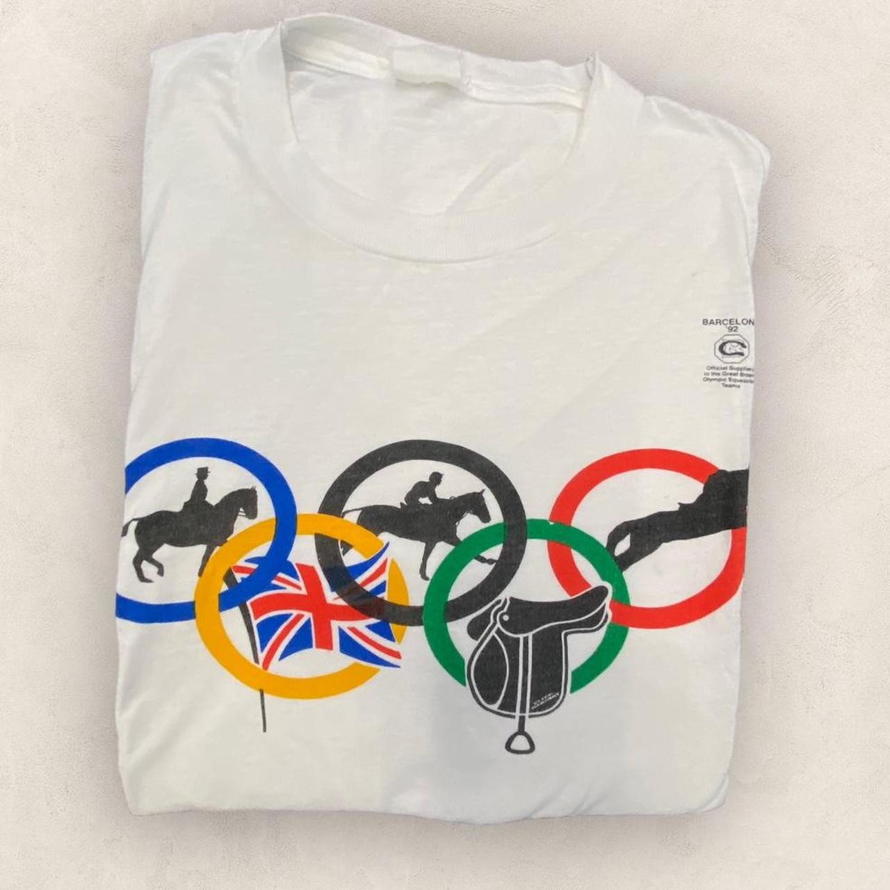 Vintage 90s Barcelona Olympics team GB equestrian horse riding promotional graphic t-shirt