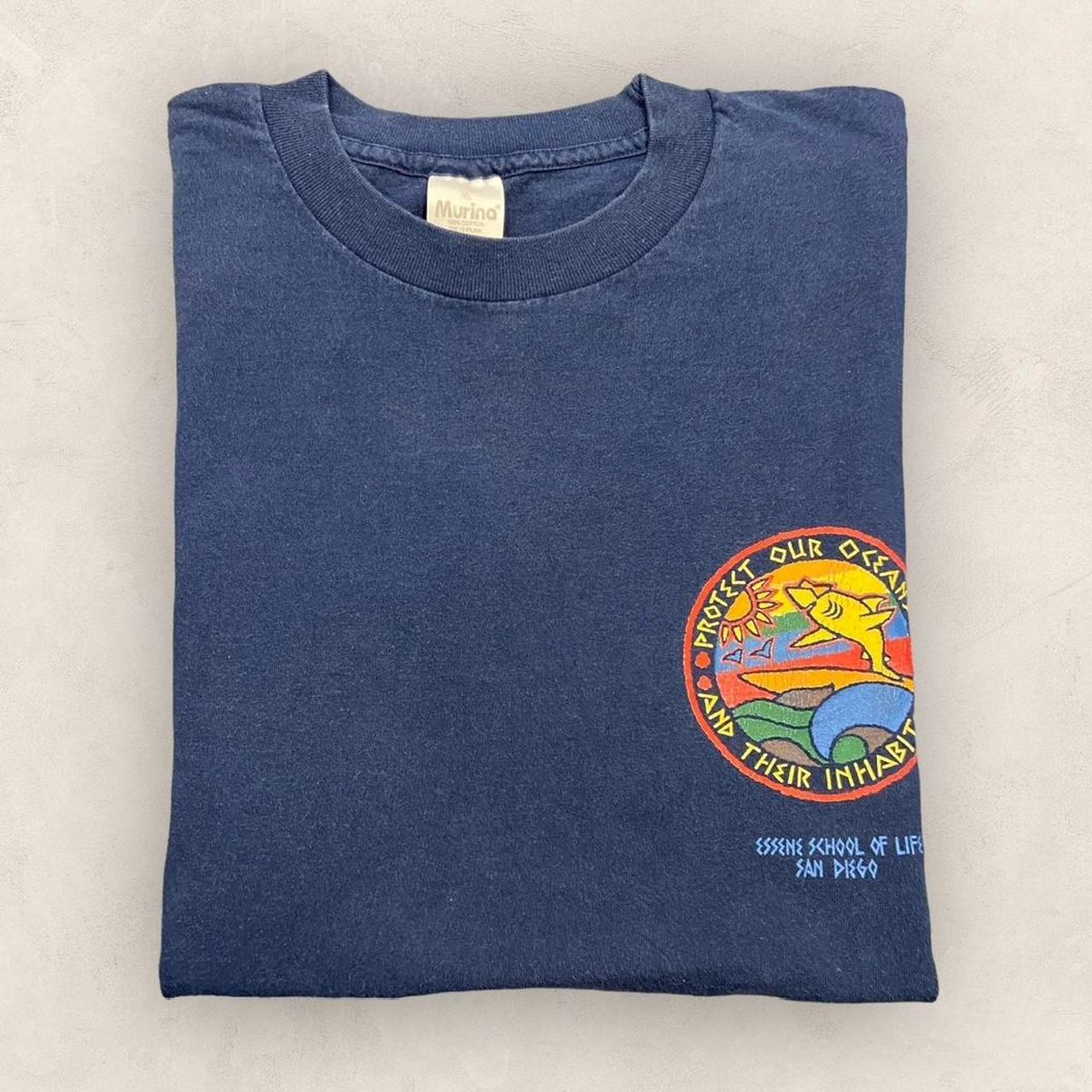 Vintage 90s USA Essene school of life San Diego California protect our oceans graphic t-shirt