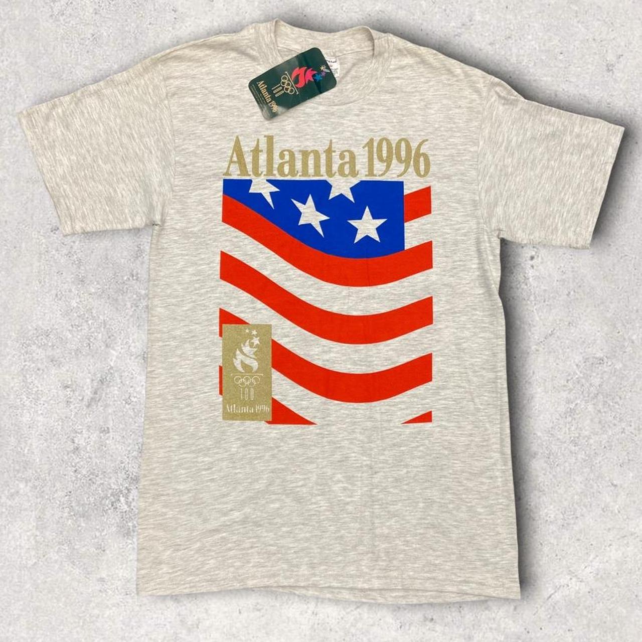 Vintage 90s USA Atlanta Olympics 1996 dead-stock graphic grey t-shirt