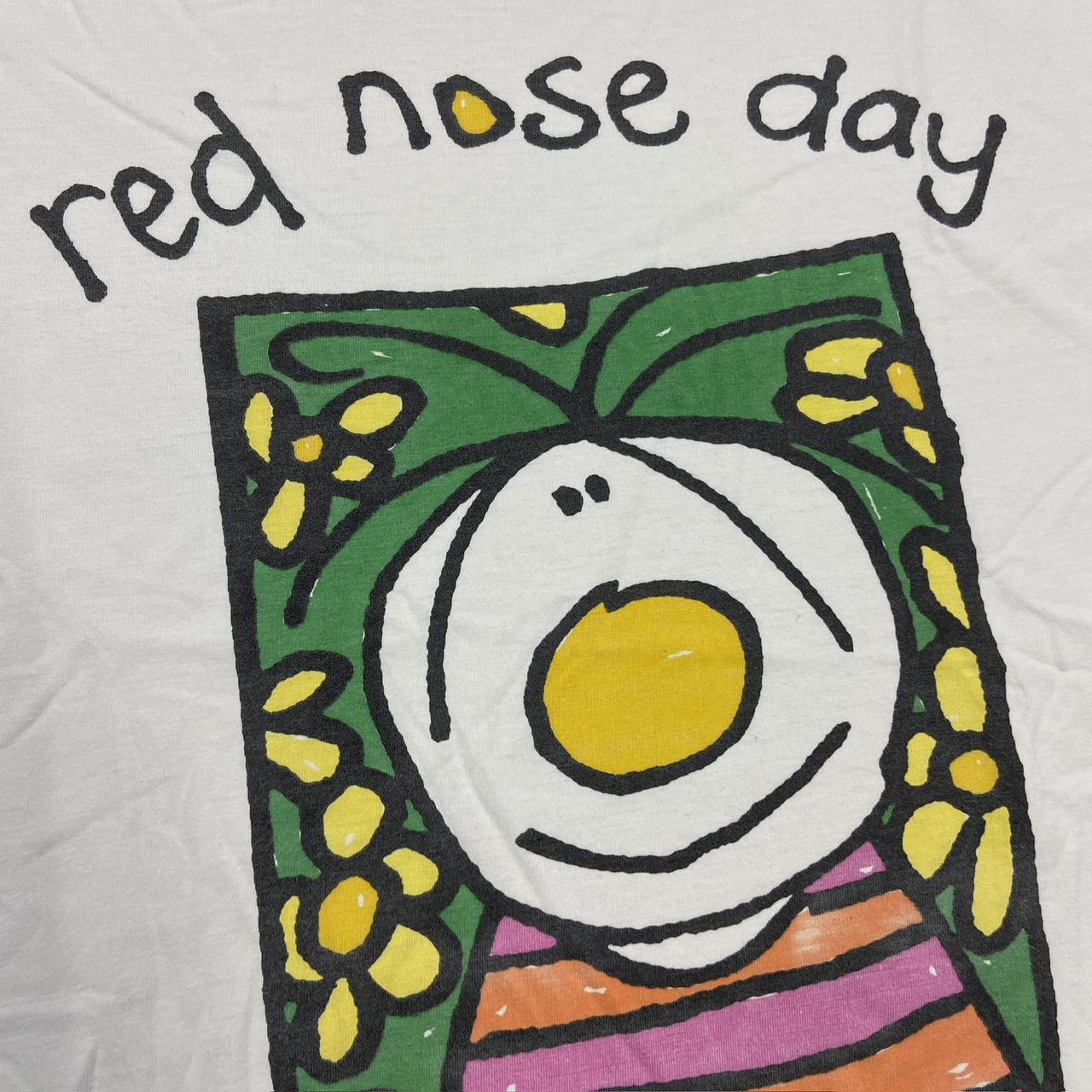 Vintage 90s Red Nose Day comic relief cartoon promotional graphic t-shirt