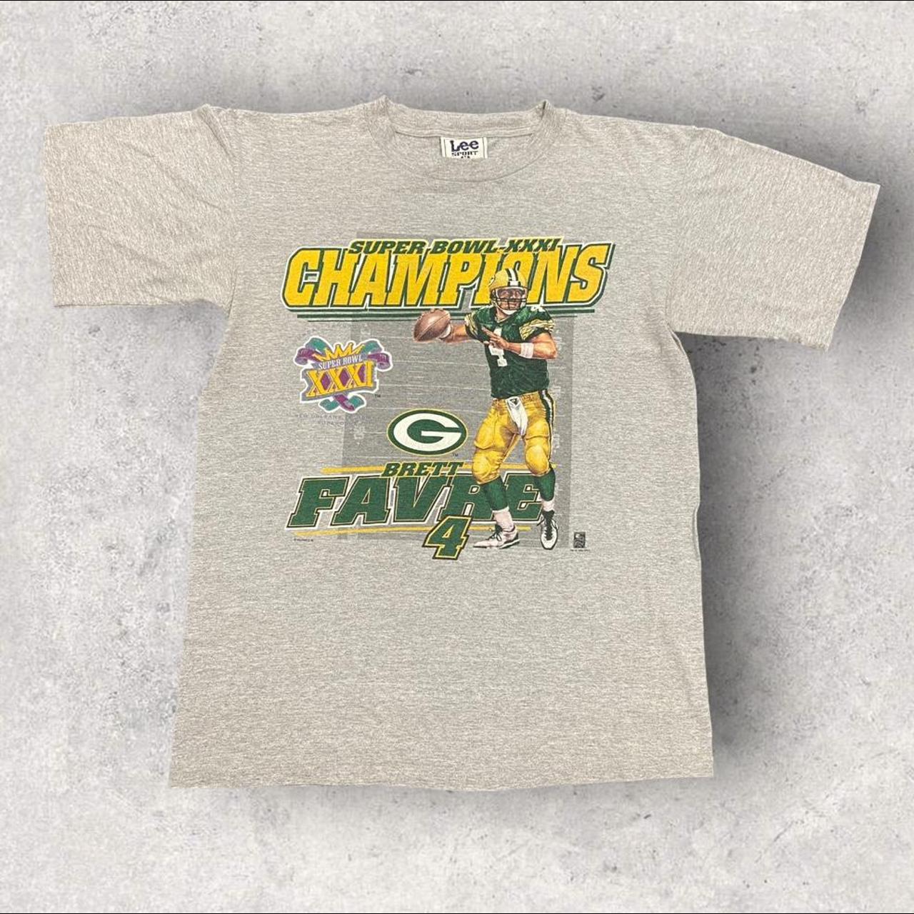 Vintage 90s USA Brett Favre Green Bay Packers Super Bowl 31 NFL American Football graphic t-shirt