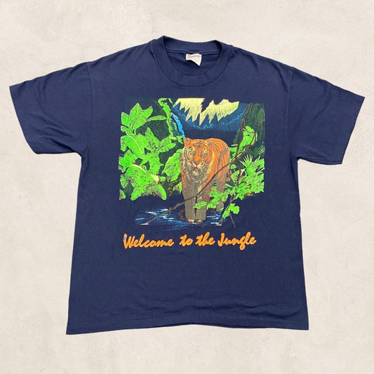 Vintage 90s USA tiger welcome to the jungle nature wildlife graphic t-shirt