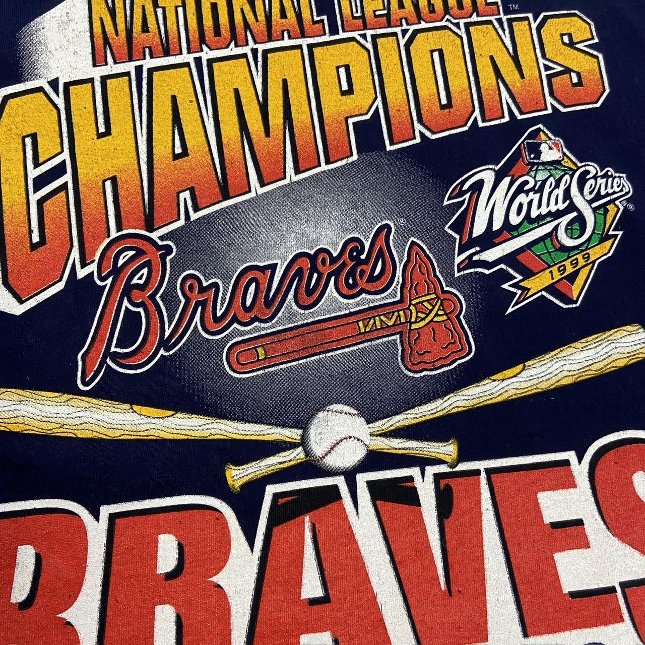 Vintage 90s USA Atlanta Braves World Series Champions MLB Baseball promotional graphic t-shirt