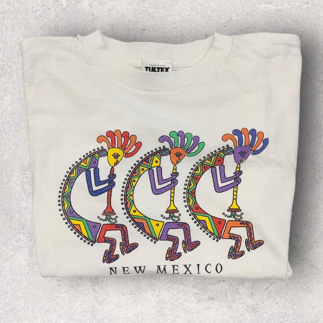 Vintage 90s USA New Mexico tribal native art promotional graphic t-shirt