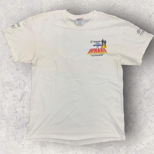 Vintage Y2K 2000s wharf to wharf marathon race Santa Cruz California promotional graphic t-shirt