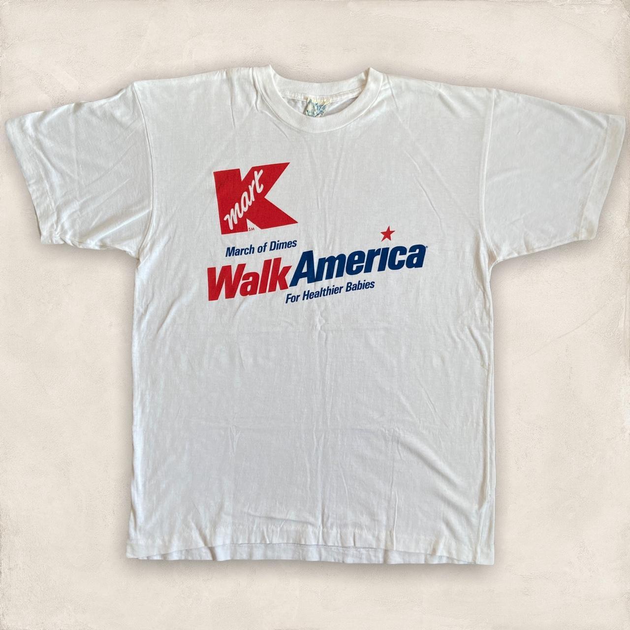 Vintage 90s USA K-Mart supermarket walk America graphic white t-shirt