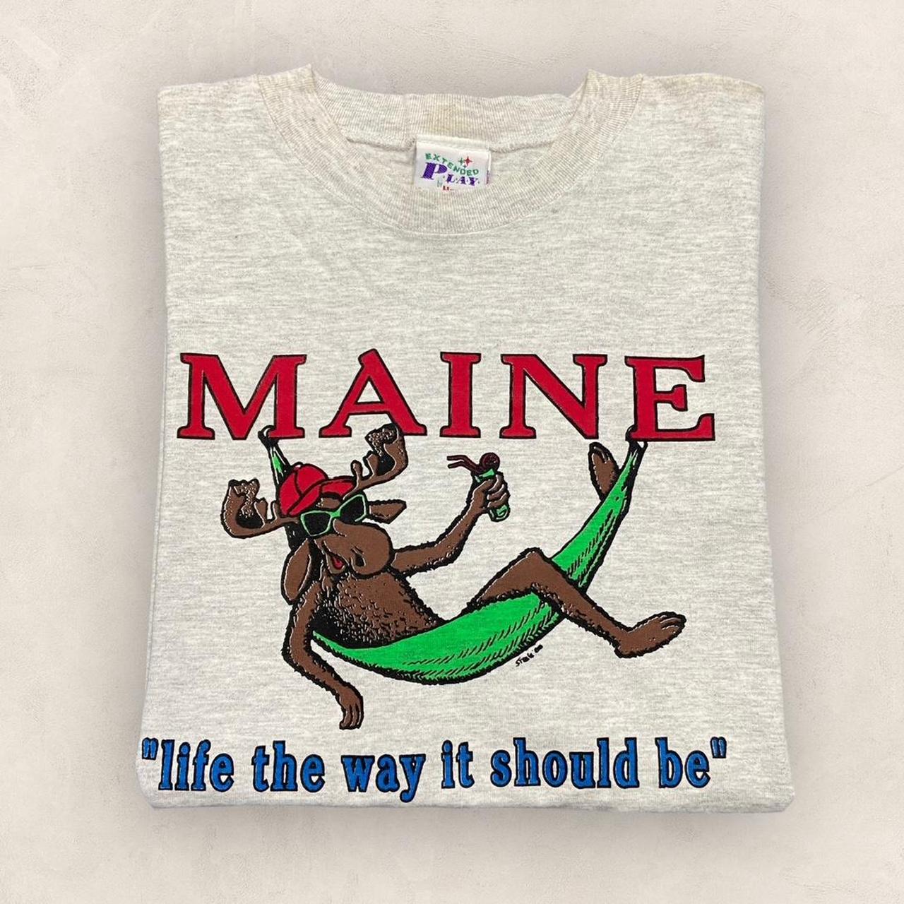 Vintage 90s USA Maine moose “life the way it should be” promotional graphic t-shirt