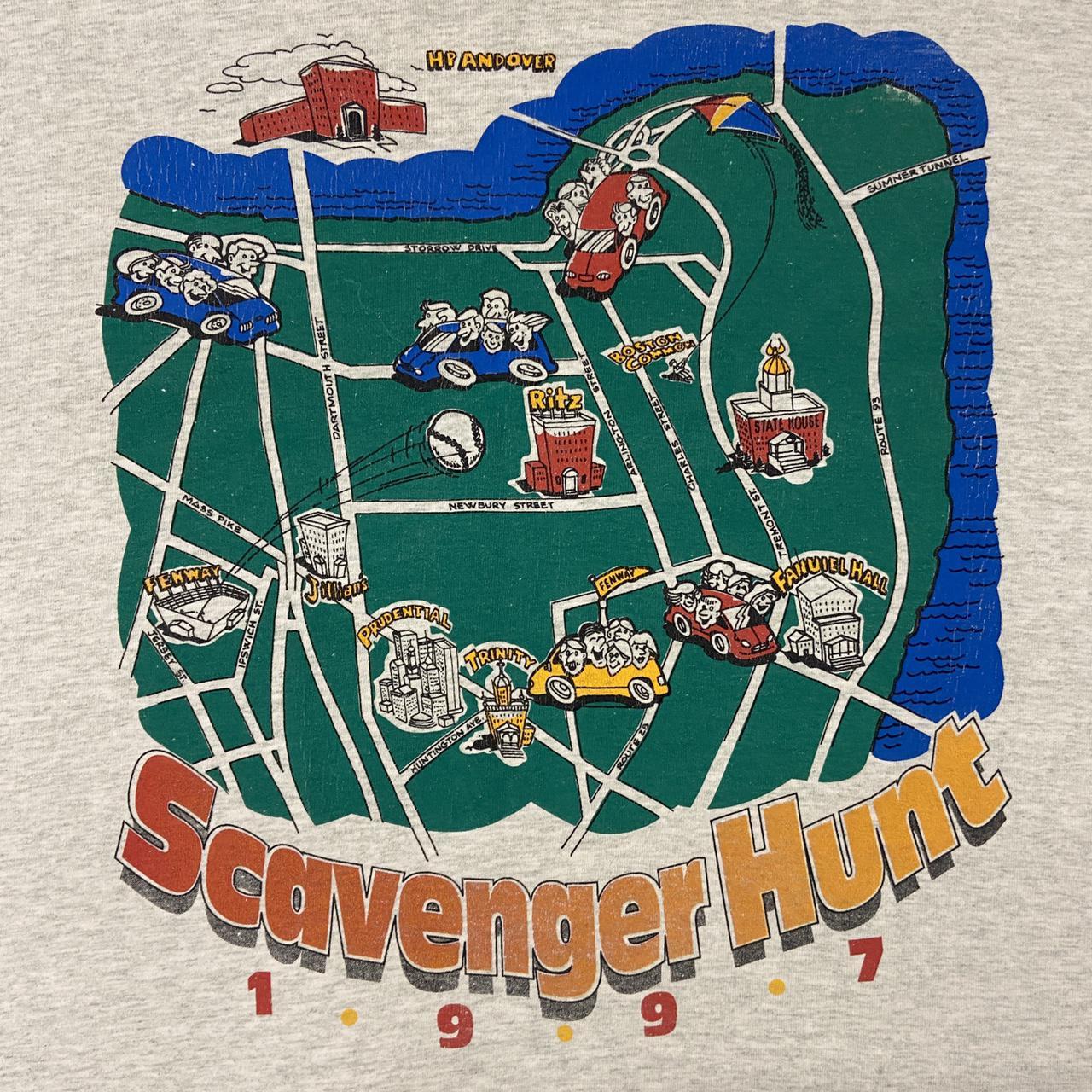 Vintage 90s USA Scavenger Hunt Boston 97 promotional graphic t-shirt