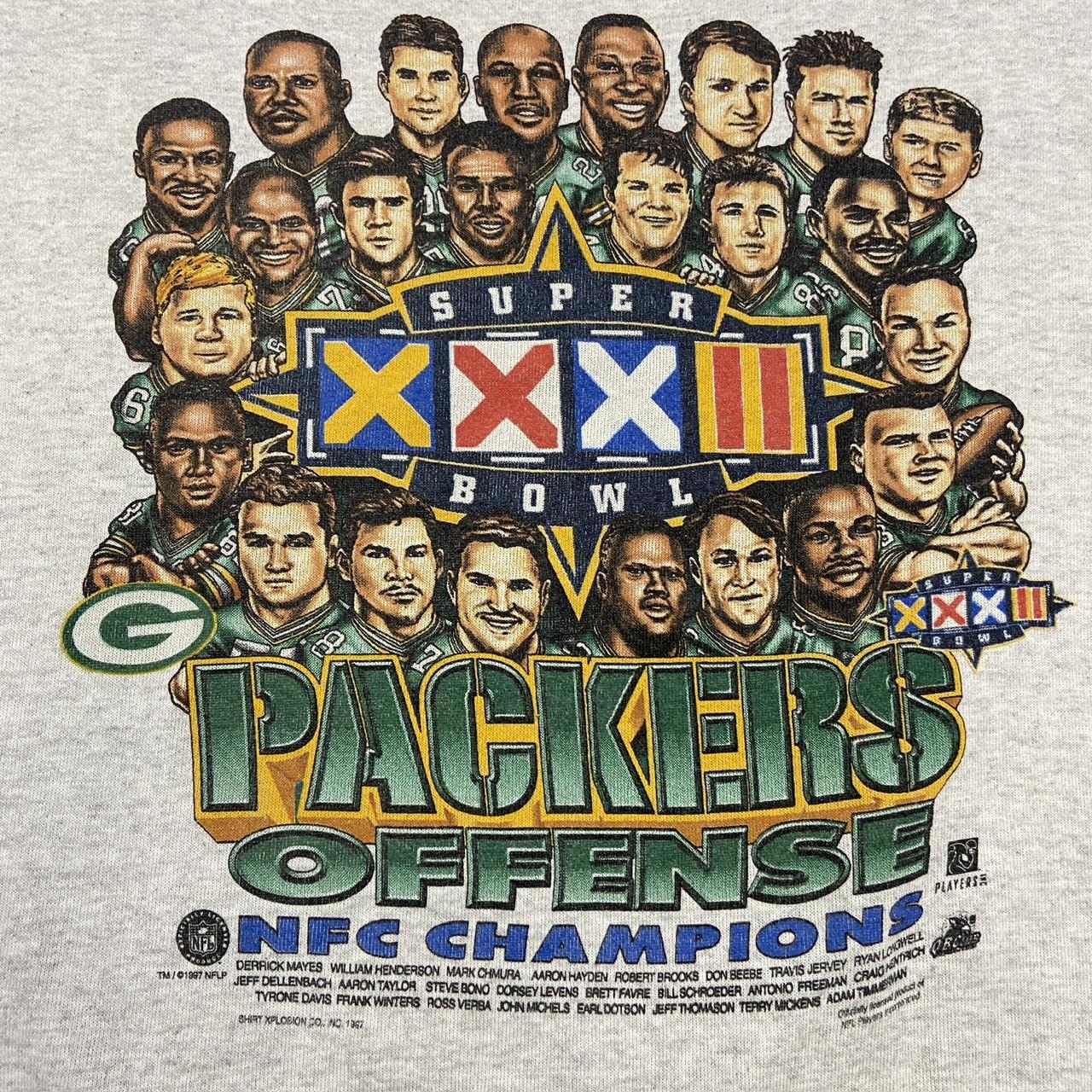 Vintage 90s USA Green Bay Packers Super Bowl 32 NFC Champions NFL promotional graphic sweatshirt