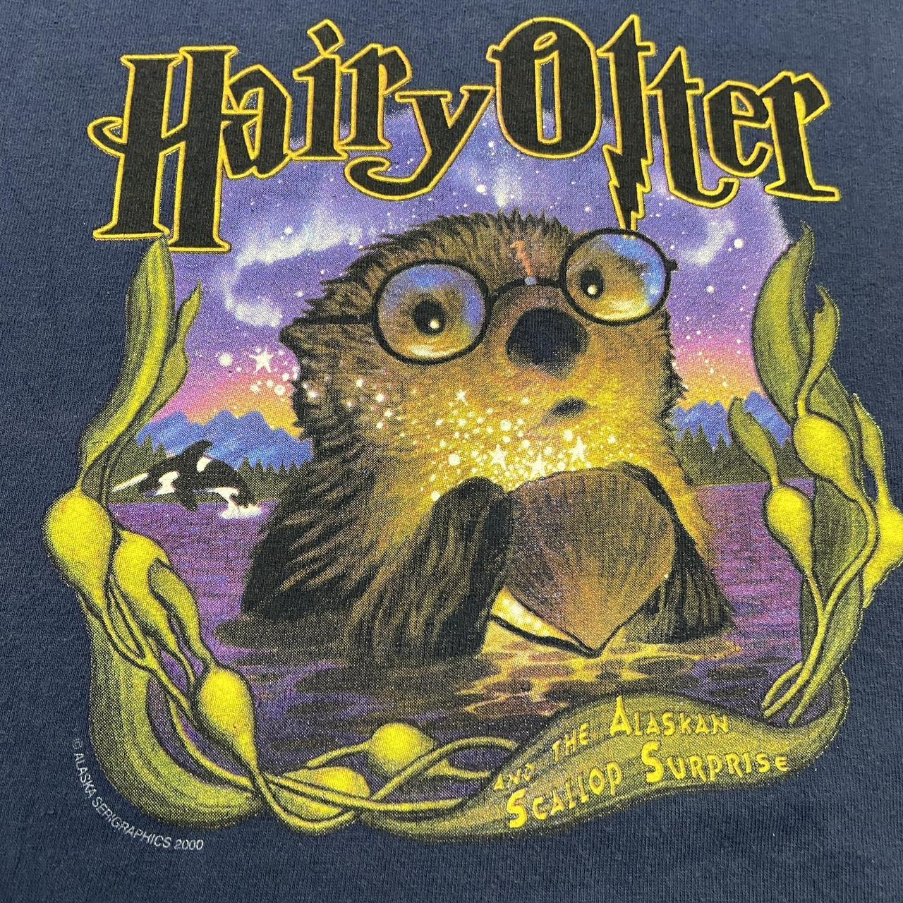 Vintage 2000s Y2K Harry Potter humour hairy otter and the Alaskan scallop surprise graphic t-shirt