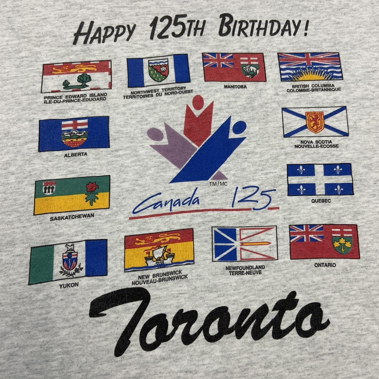 Vintage 90s Canada Toronto 125th birthday flags promotional graphic t-shirt