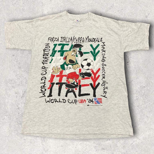 Vintage 90s USA World Cup 1994 Italy ‘forza italia’ graphic grey t-shirt