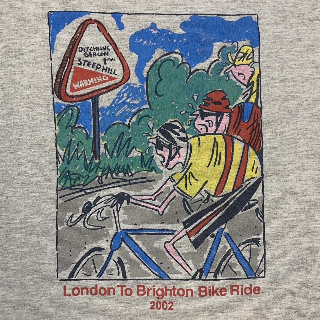 Vintage Y2K 2000s London to Brighton bike ride cycling promotional graphic t-shirt